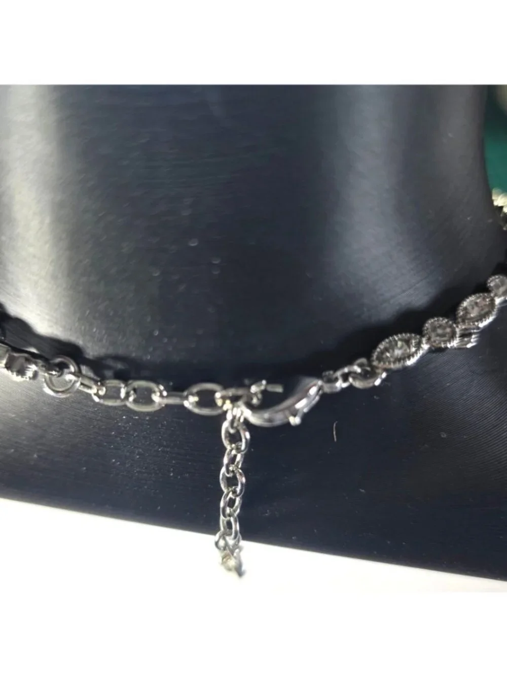 Monet Silver-Tone Floral Necklace Rhinestones Statement Jewelry Women Bridal